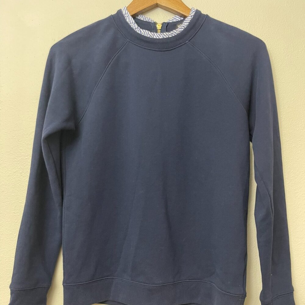 J.Crew Blue Striped Pullover Zip Sweatshirt Size XS